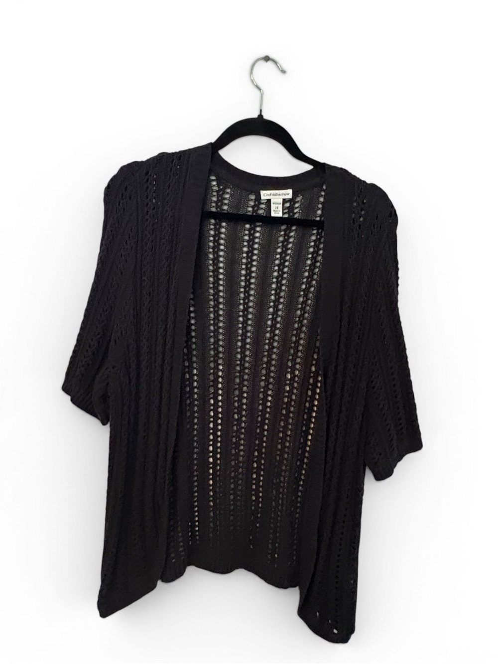 croft & barrow Black Open-Front Knit Cardigan